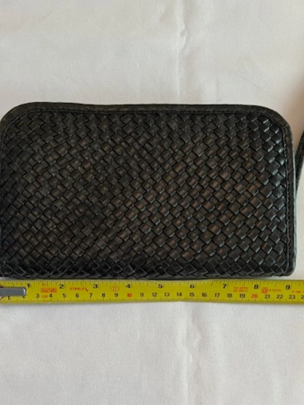 VIOLA CASTELLANI | Black Handwoven Italian Leather Wallet Wristlet Clutch-EUC